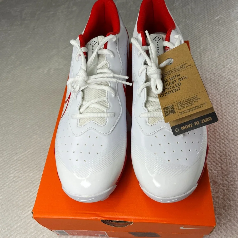 Nike Alpha Huarache  Kystn Baseball Cleats White/University Red DJ6524-104 Men\'s Nike Alpha Huarache Kystn Baseball Cleats White/University  main image 4